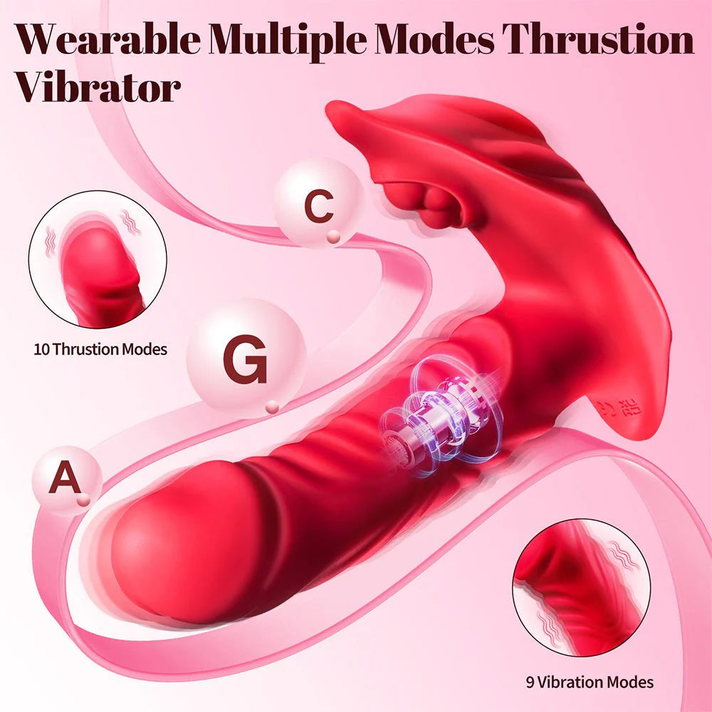 APP Remote Control Vibrator Sex Toys - Adult Toys Wearable Thrusting Dildo with 10 Thrusting - AVYXO