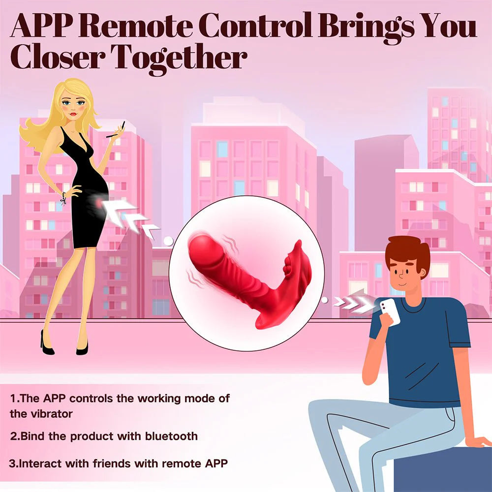 APP Remote Control Vibrator Sex Toys - Adult Toys Wearable Thrusting Dildo with 10 Thrusting - AVYXO