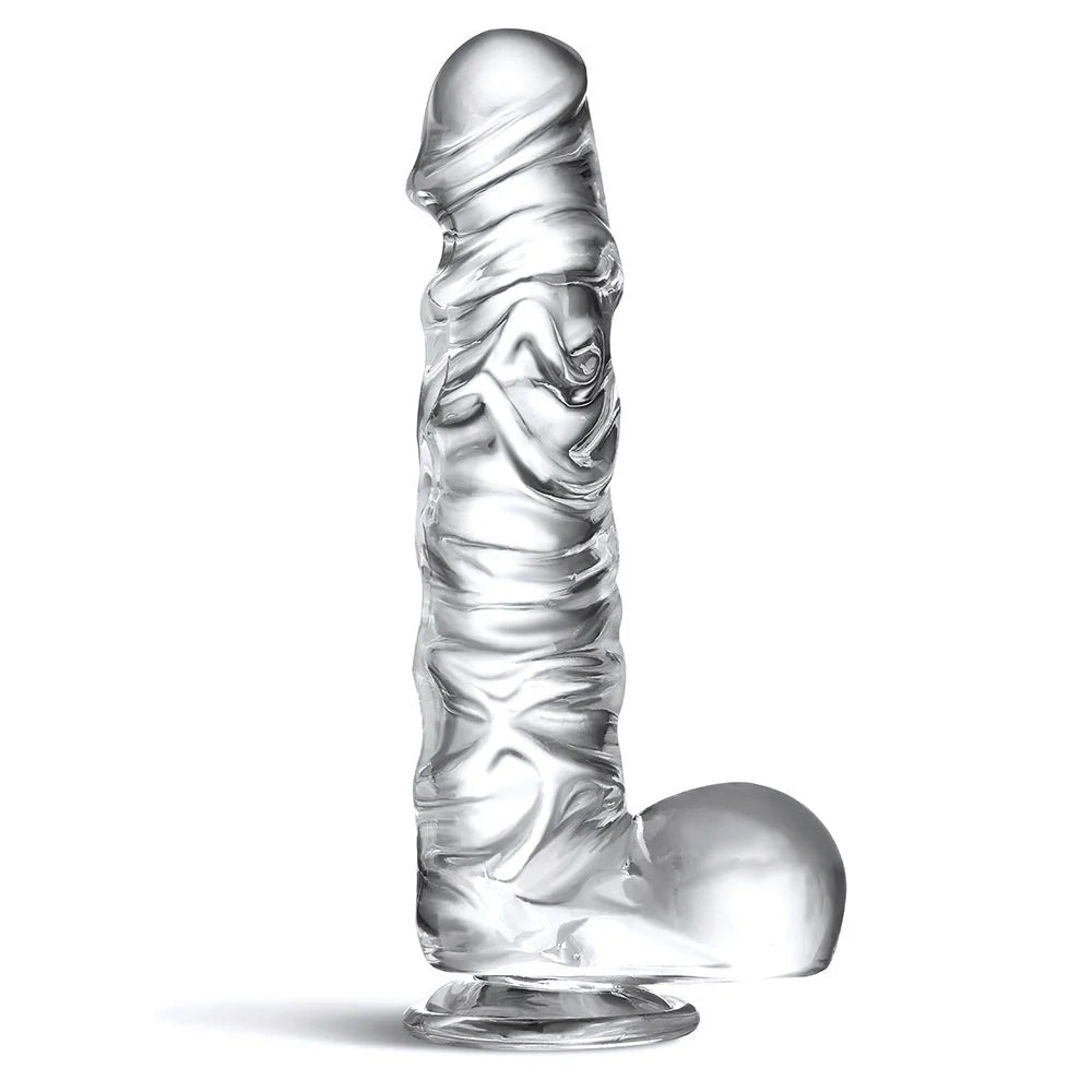Manual 9.8 Inch Realistic Dildo, Clear Dildo with Strong Suction Cup, Human Safety Material - AVYXO