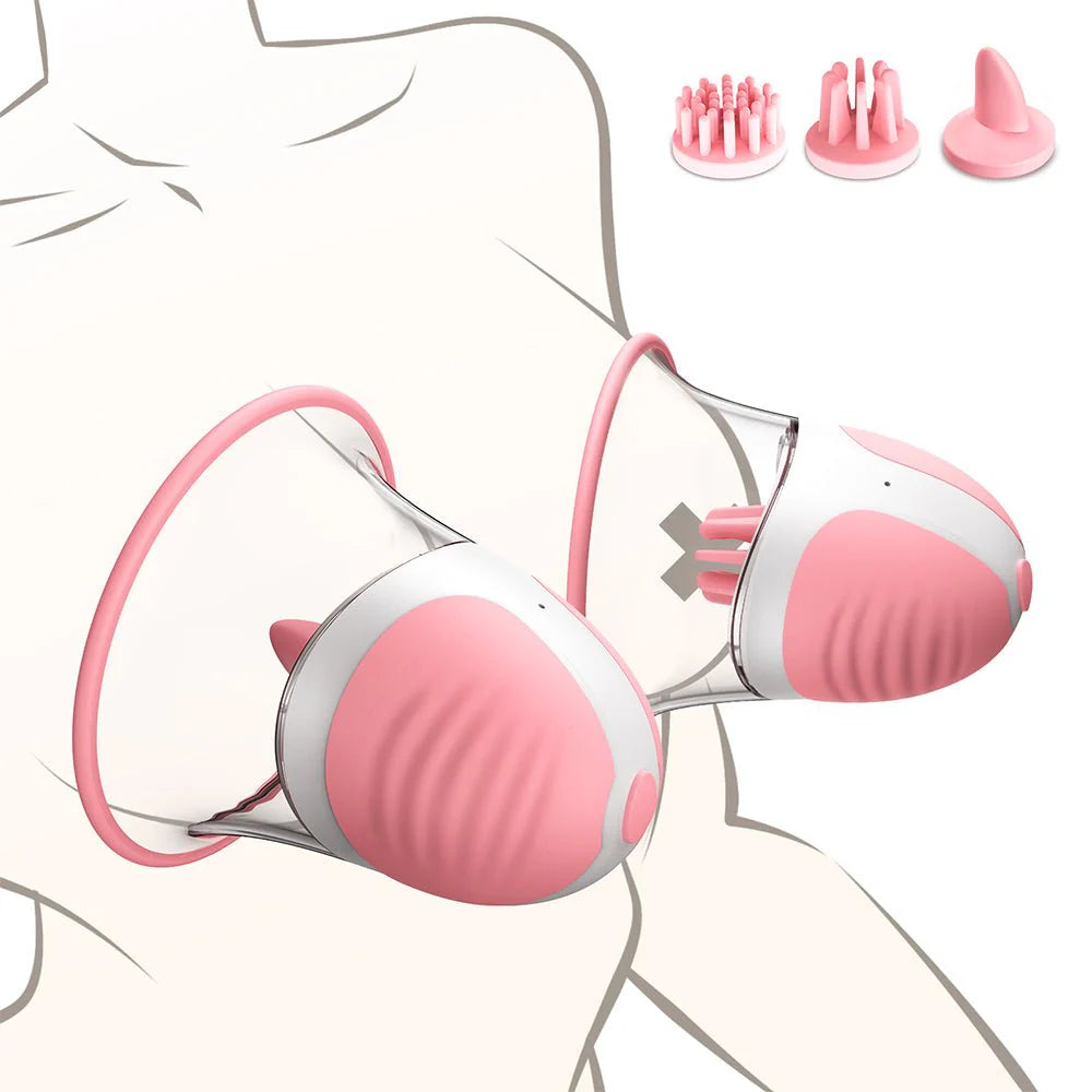 Nipple Sex Toys for Women,Nipple Toy Manual Sucking Stimulator Massager with 10 Vibrator Rotation Modes, 3 Brush Heads Nipple Clamps Adult Sex Toys - AVYXO