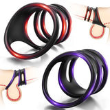 Penis Rings Male Sex Toy - Silicone Cock Rings with 2 Different Style Set for Erectile Enhancement - AVYXO