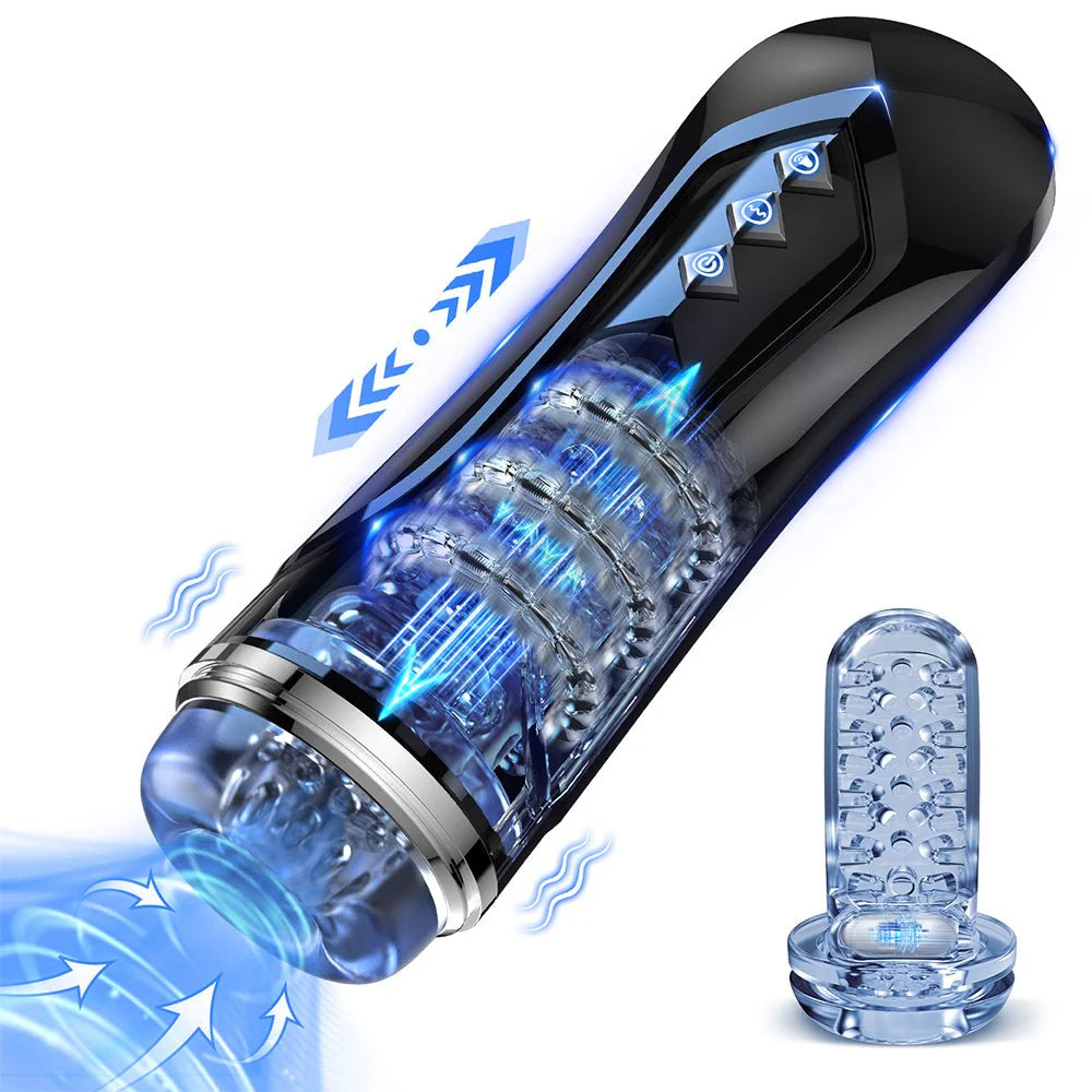 Automatic Male Masterburbater Sex Toys Male Masturbator with 7 Thrusting Vibrations - AVYXO