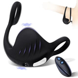 PreviousNext Vibrating Double Penis Cock Ring, 3 in 1 Male Vibrator Penis Ring with 10 Vibration Modes for Prostate Massager - AVYXO