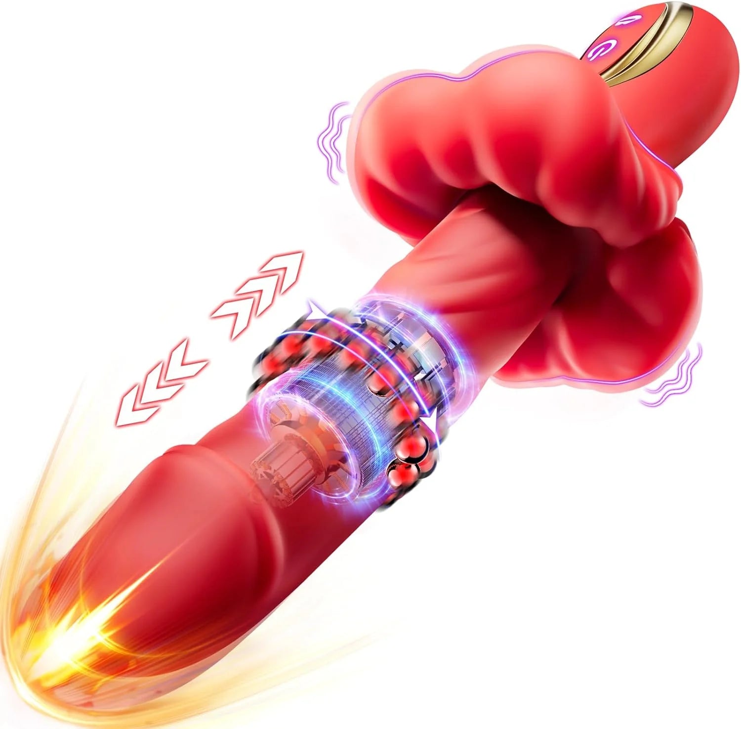 Experience Ultimate Pleasure: 3-in-1 Thrusting Dildo Rose Vibrator - Perfect for Clit & G-Spot Stimulation - AVYXO