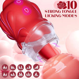 AAVIBE 2-in-1 Rose Vibrator: Stimulate Clitoral Pleasure with 10 Tongue-Licking Modes - AVYXO