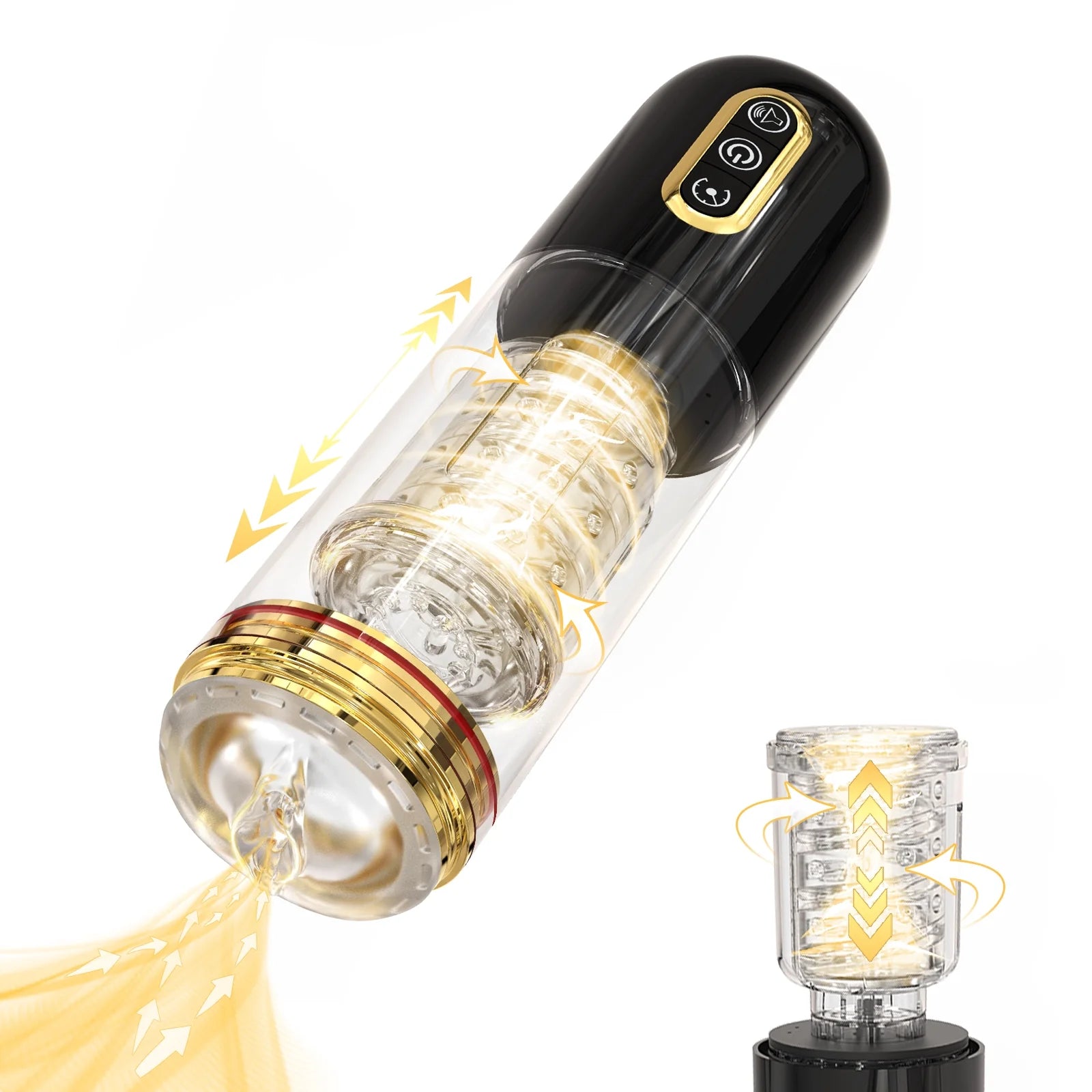 Realistic Male Masturbation Mug - 10-Frequency Telescopic, Spin & Sucking Functions - AVYXO