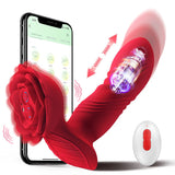 Thrusting Prostate Massager Rose Toy Vibrator - 2 in 1 Anal Plug Vibrators Sex Toys - AVYXO