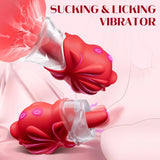 AAVIBE 2-in-1 Rose Vibrator: Stimulate Clitoral Pleasure with 10 Tongue-Licking Modes - AVYXO