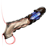 Ultra-Soft Reusable Vibrating Penis Sleeve with Cock Ring - 3.6 Inch Black Clear Penis Extender for Men and Couples - AVYXO