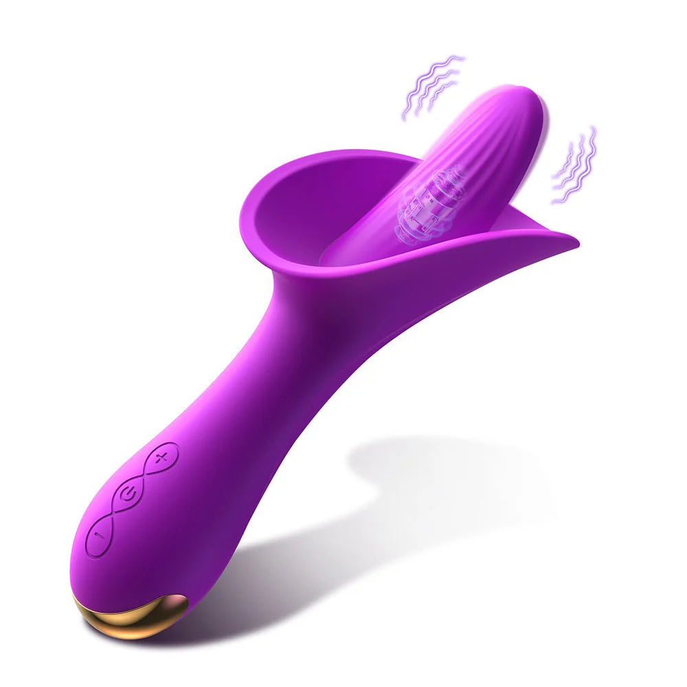 Clitoral Vibrator Rose Toy for Women & Couples,G-Spot Massager with 10 Tongue Licking Vibration Modes - AVYXO