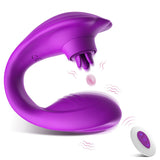 Remote Clitoral G-Spot Vibrator,Couples Vibrator with 10 Tongue Licking and 10 Vibration Modes Female Stimulator - AVYXO