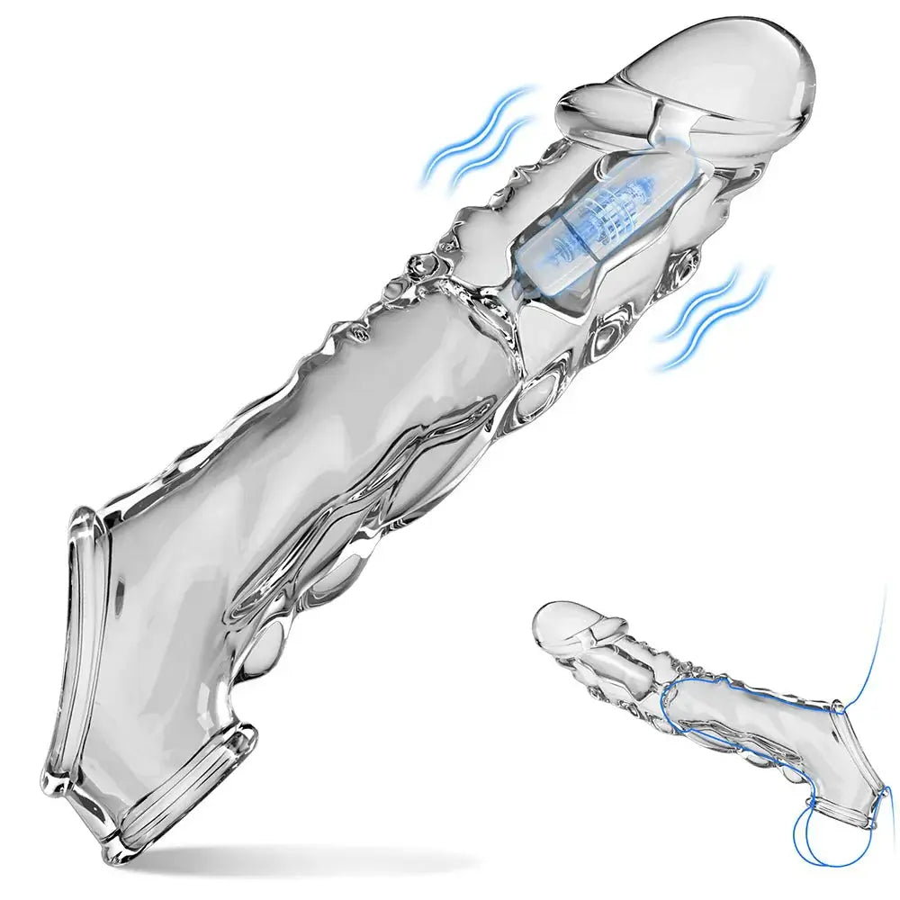 Reusable Penis Sleeve with 3.6 Inch Vibrating Ring - AVYXO