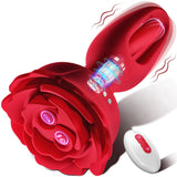Vibrating Anal Plug Sex Toys - Rose Butt Plug Anal Toys with 9 Vibration & Flapping Modes Remote Control - AVYXO