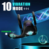 Vibrating Double Penis Cock Ring, 3 in 1 Male Vibrator Penis Ring with 10 Vibration Modes for Prostate Massager - AVYXO