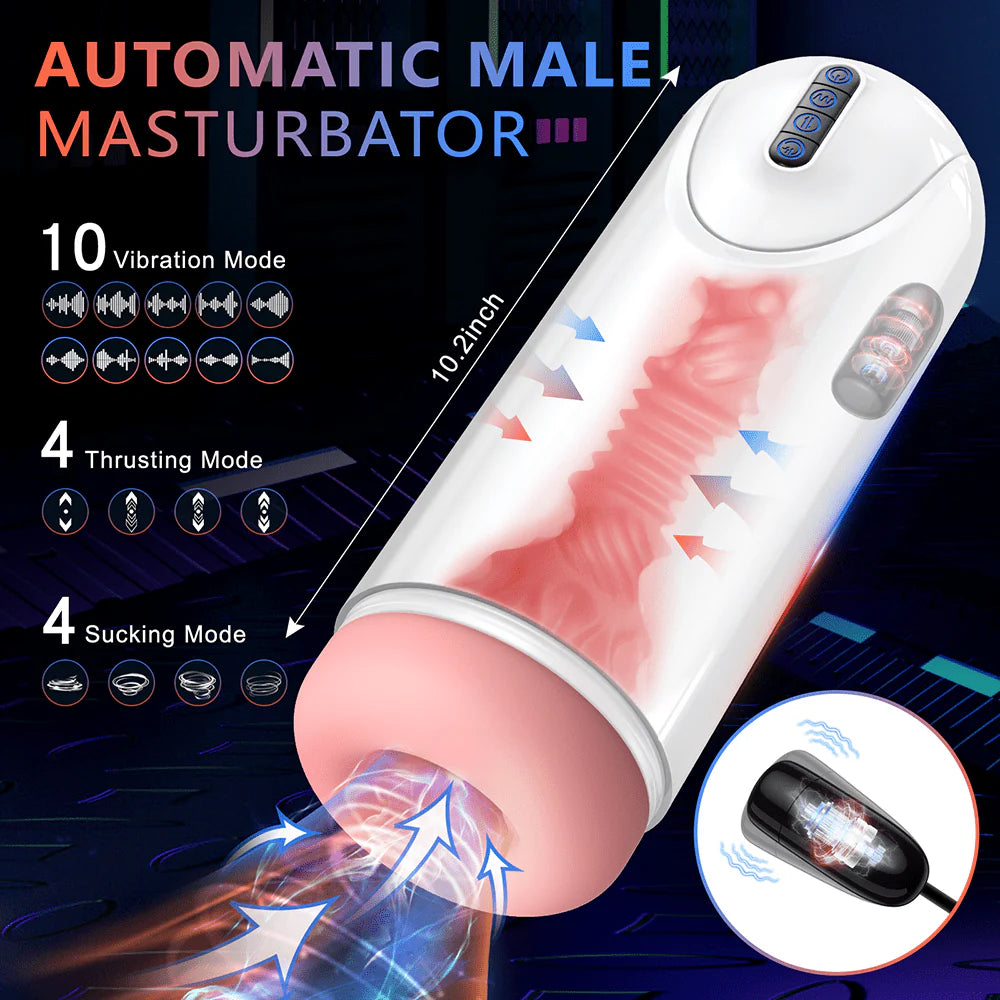 Multi-Function Male Masturbator - 4 Thrusts & 4 Suctions & 10 Vibration Modes - AVYXO