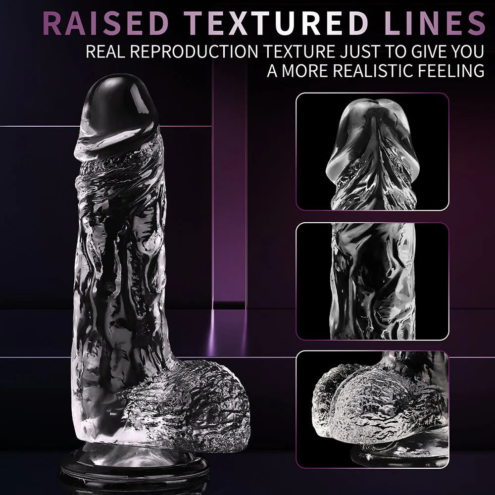 JKALYQ 8.8 Inch Clear Dildo Sex Toys - Realistic Dildos with Powerful Suction Cup for Women - AVYXO