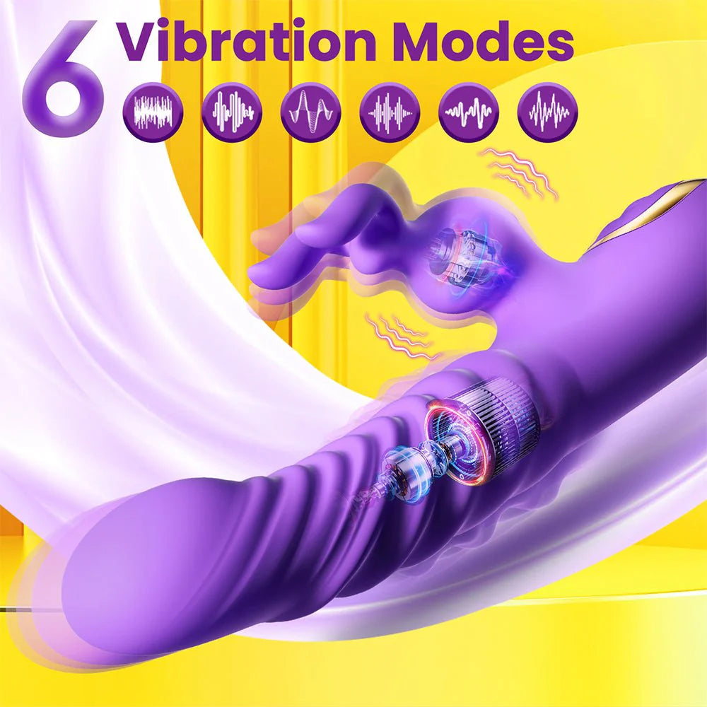 Rabbit Dildos for Clitorial Anal Stimulation,3 in 1 G spot Vibrators Dildo with 6 Twisting & 6 Vibrating Modes - AVYXO