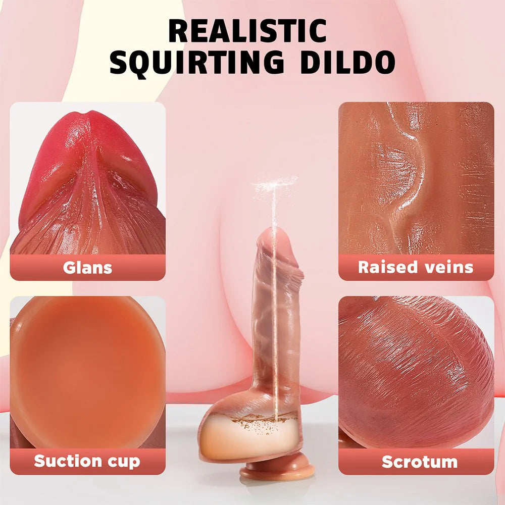 Realistic Squirting Dildo for Women 8.3'' Soft Silicone Ejaculating Dildos with Strong Suction Cup - AVYXO