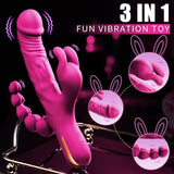 Rabbit Anal Dildo Vibrator Sex Toys -3 in 1 G-Spot Vibrators 10 Vibrating Modes - AVYXO