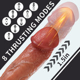 Realistic Thrusting Vibrator Dildo with Heating & Strong Suction Cup - 8 Modes, Big Testicles - AVYXO