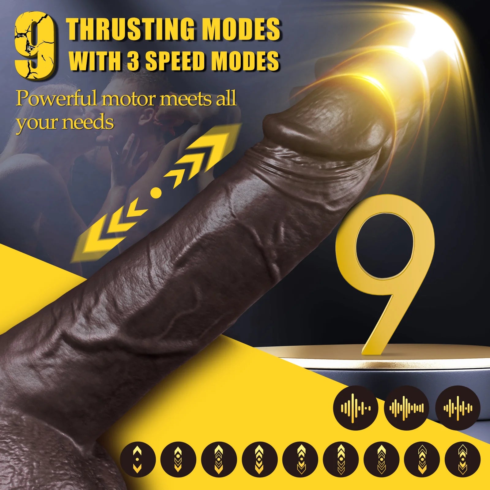 Thrusting Dildo Adult Sex Toys, Remote Control Heated Black Realistic Dildos With 9 Thrusting & Vibrating Modes For G-Spots Clit Anal Stimulater - AVYXO