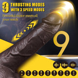 Thrusting Dildo Adult Sex Toys, Remote Control Heated Black Realistic Dildos With 9 Thrusting & Vibrating Modes For G-Spots Clit Anal Stimulater - AVYXO
