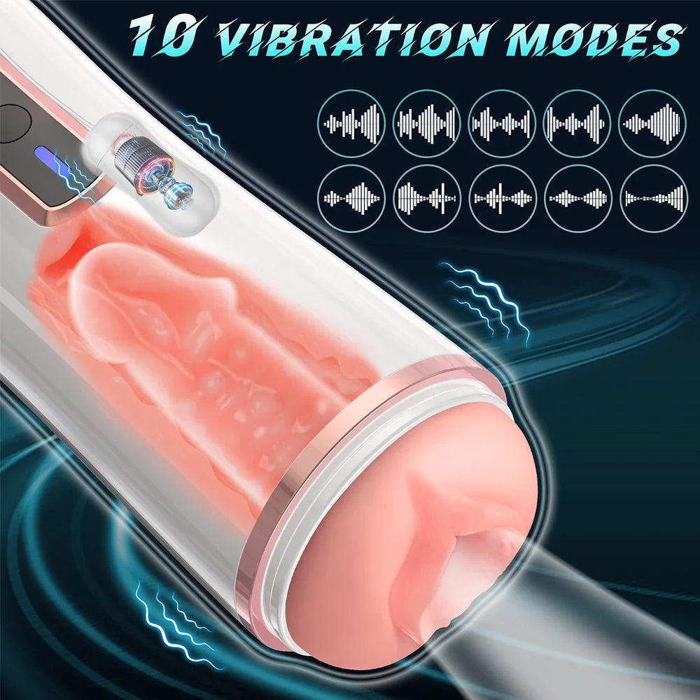 PreviousNext Automatic Male Masturbator Cup - Hands Free Masturbators Stroker with 10 Vibrating Modes Male Pleasure Blowjob Machine - AVYXO