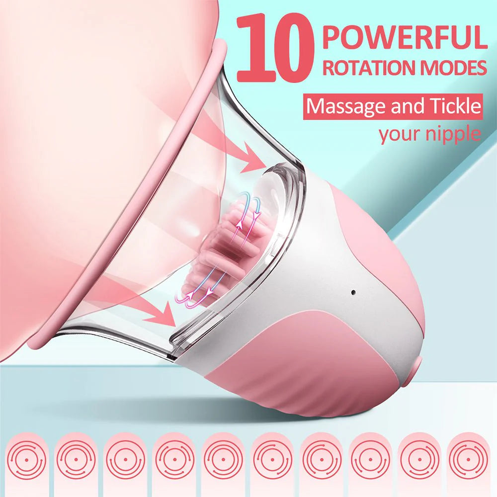 Nipple Toy Clamps, Strong Sucking Stimulator Massager with 10 Vibrator Rotation Modes - AVYXO