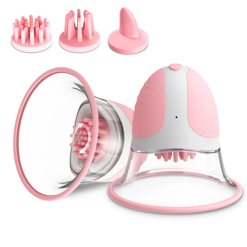 Nipple Sex Toys for Women,Nipple Toy Manual Sucking Stimulator Massager with 10 Vibrator Rotation Modes, 3 Brush Heads Nipple Clamps Adult Sex Toys - AVYXO