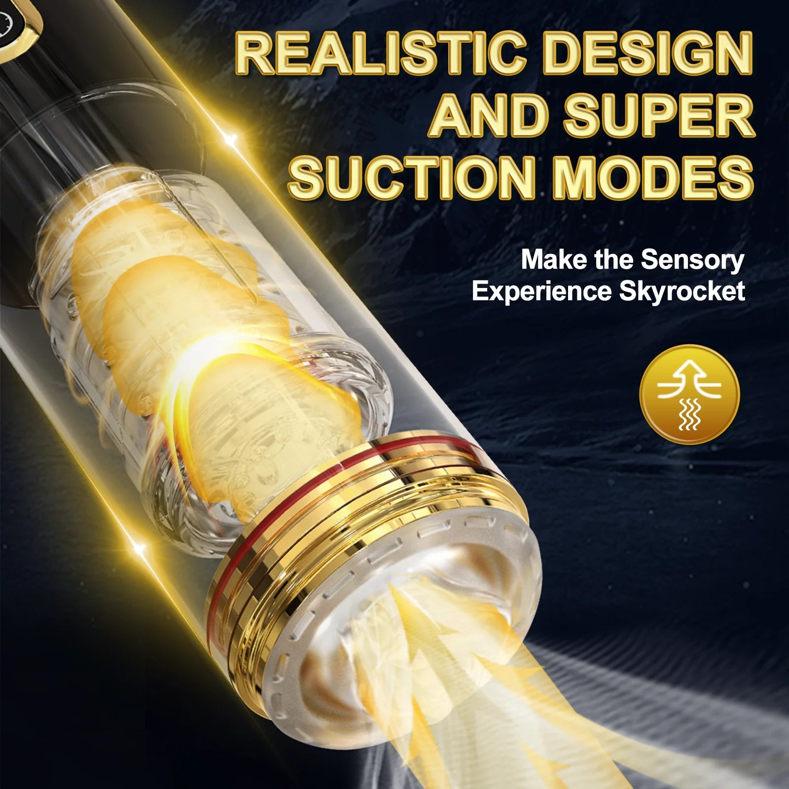 Realistic Male Masturbation Mug - 10-Frequency Telescopic, Spin & Sucking Functions - AVYXO