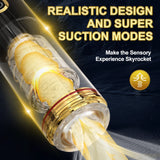 Realistic Male Masturbation Mug - 10-Frequency Telescopic, Spin & Sucking Functions - AVYXO