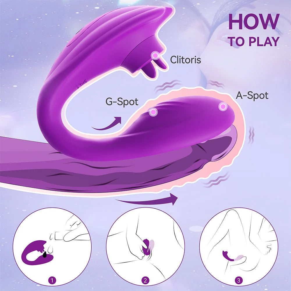 Remote Clitoral G-Spot Vibrator,Couples Vibrator with 10 Tongue Licking and 10 Vibration Modes Female Stimulator - AVYXO
