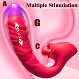 Multi-Functional Vibrator - 3 in 1 Licking, Vibrating, Thrusting Adult Toy - Clit Anal Stimulator for Women - AVYXO
