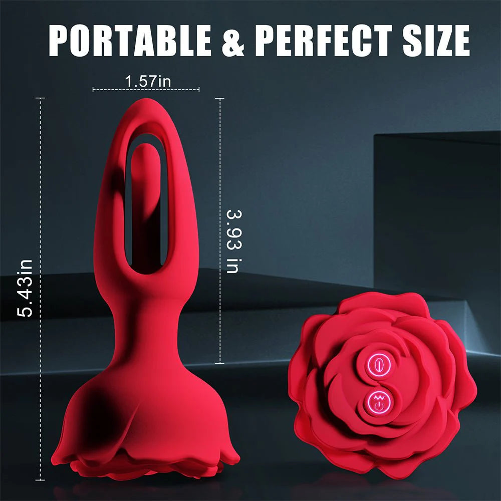 Vibrating Anal Plug Sex Toys - Rose Butt Plug Anal Toys with 9 Vibration & Flapping Modes Remote Control - AVYXO