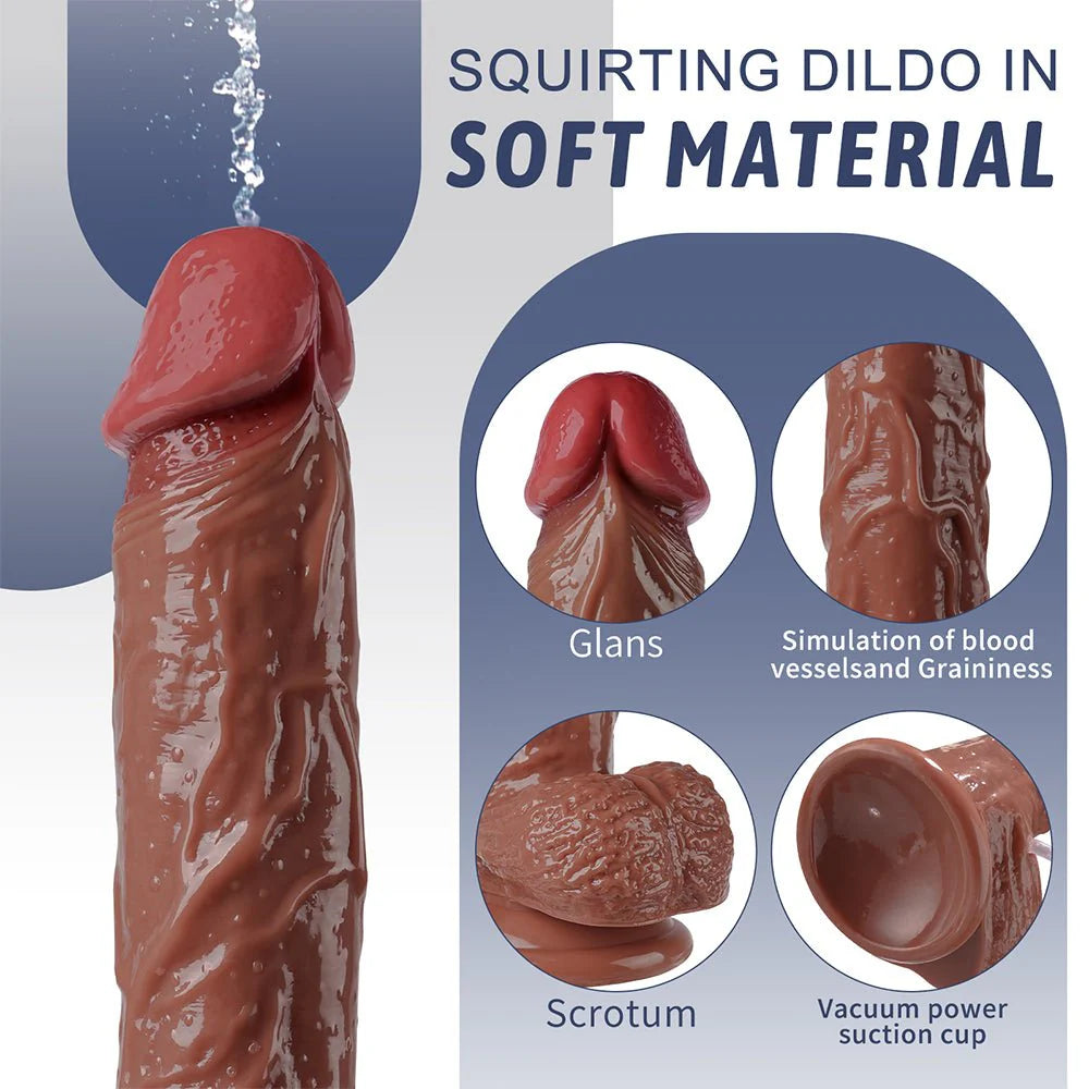 Realistic Squirting Dildo Ejaculating Penis for Beginners with Strong Suction Cup for Hands-Free Play - AVYXO