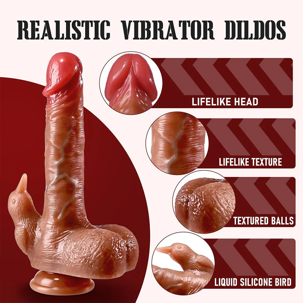 PreviousNext Thrusting Dildo Vibrator Adult Toys - 4 in 1 Realistic Dildos Anal Toys with 3 Thrusting & 7 Vibrating Modes - AVYXO