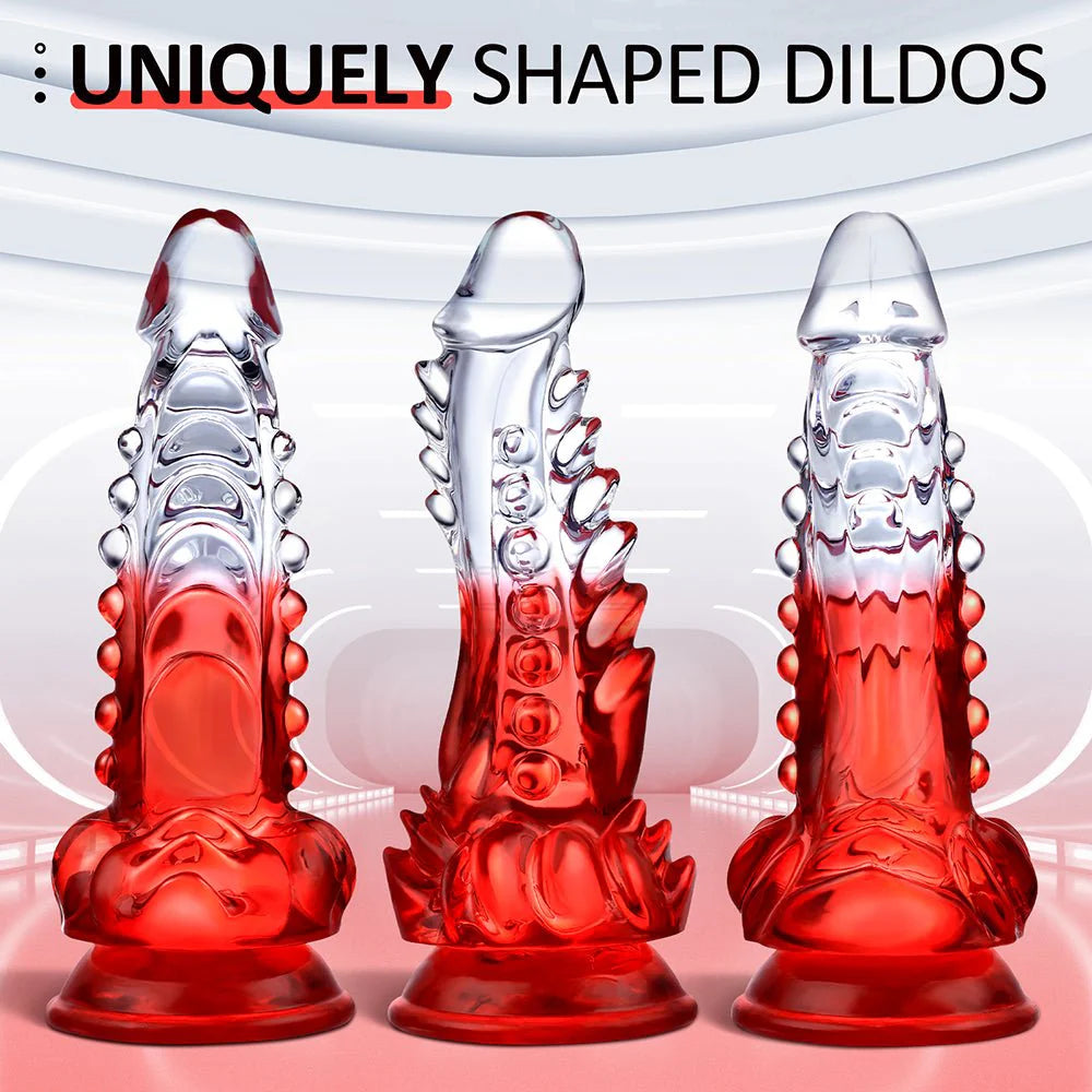 Clear Monster Dildo - 8.8 Inch Realistic G-spot Toy with Suction Cup for Hands-Free Pleasure. Ideal for Adults, Women, Men, and Couples - AVYXO