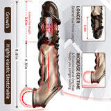 Ultra-Soft Reusable Vibrating Penis Sleeve with Cock Ring - 3.6 Inch Black Clear Penis Extender for Men and Couples - AVYXO