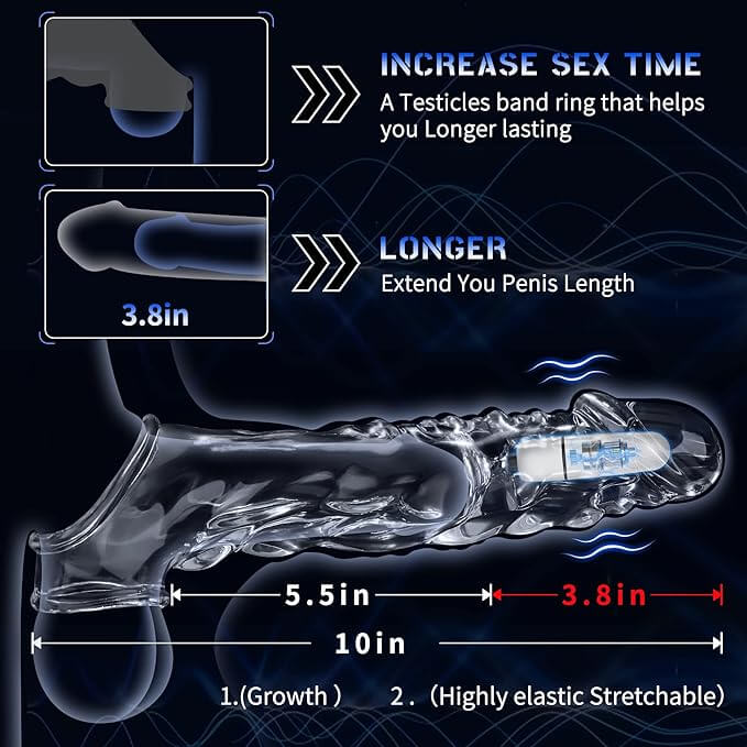 Reusable Penis Sleeve with 3.6 Inch Vibrating Ring - AVYXO
