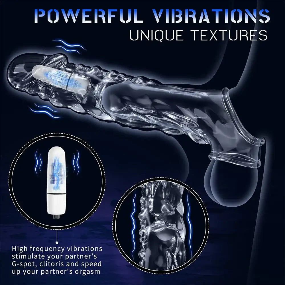Reusable Penis Sleeve with 3.6 Inch Vibrating Ring - AVYXO