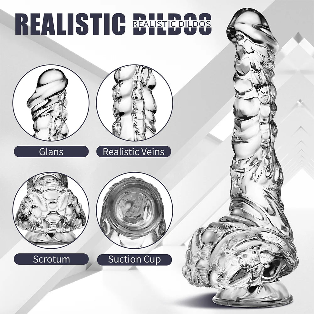 LPJXVU 9 Inch Clear Realistic Dildo, Bad Dragon Dildo with Soft Material and Powerful Suction Cup - AVYXO