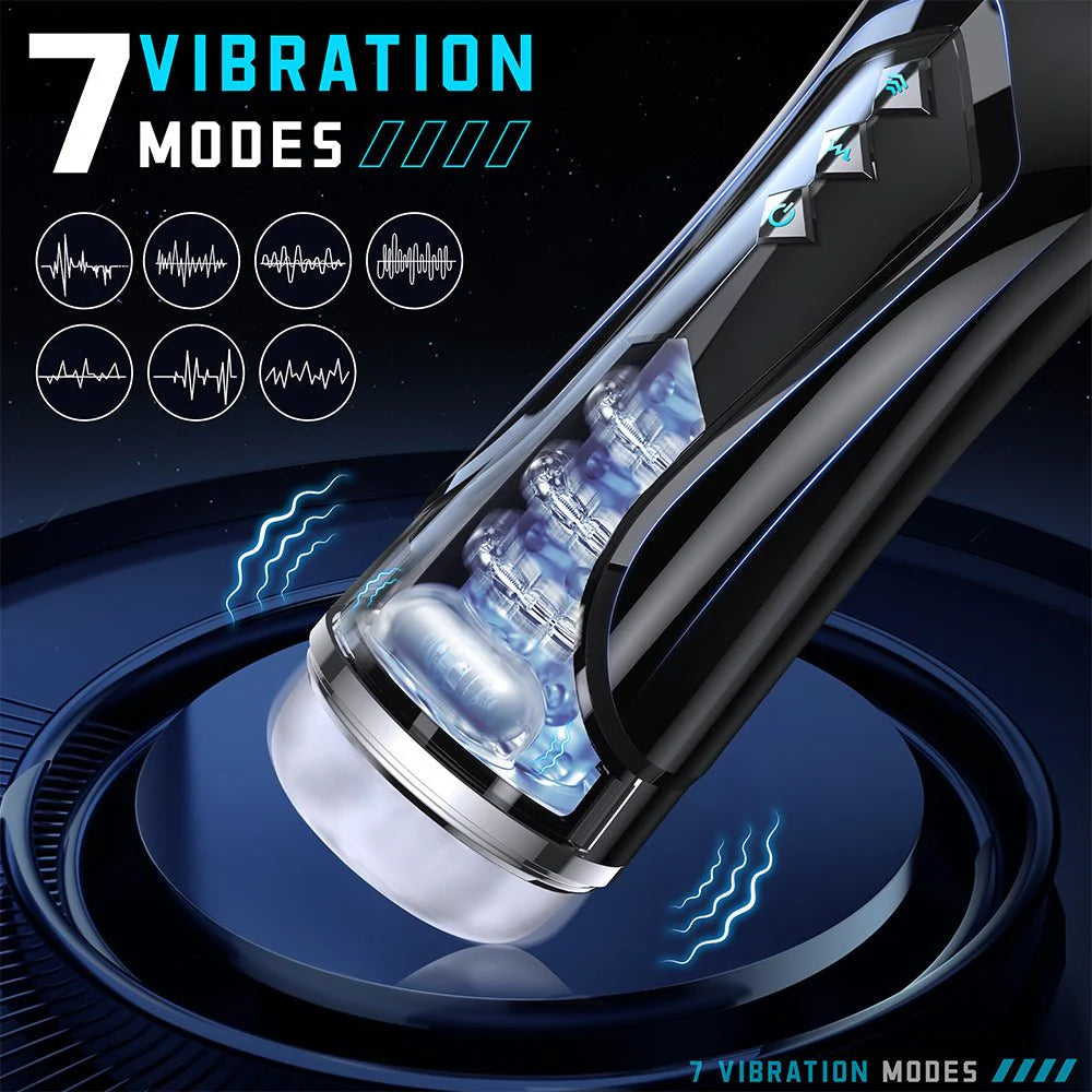 Automatic Male Masterburbater Sex Toys Male Masturbator with 7 Thrusting Vibrations - AVYXO