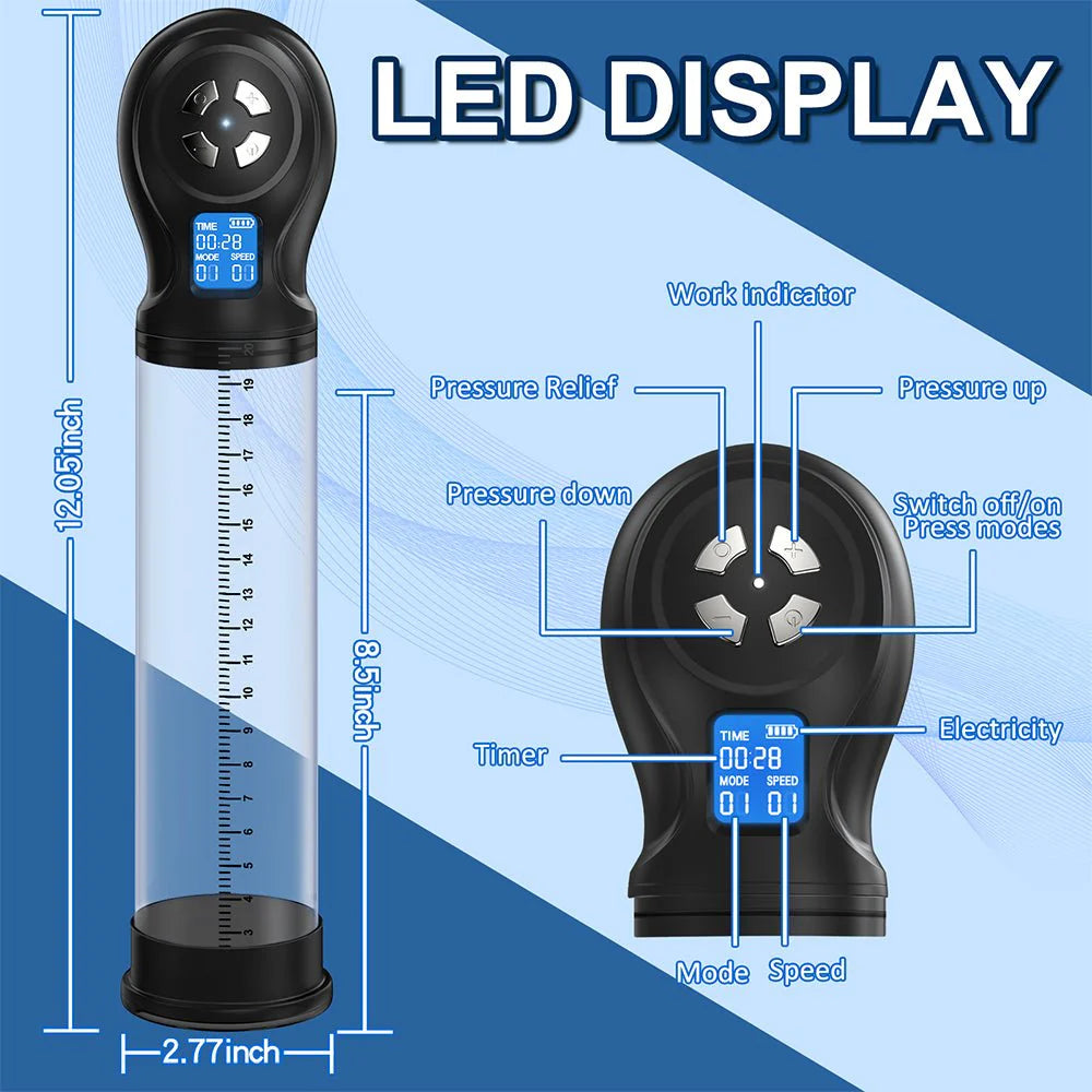 Penis Pump Male Masturbators with 6 Suction Intensities and Suction Modes, Electric Penis Vacuum Pump - AVYXO