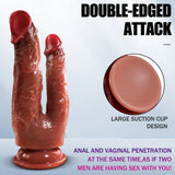 Silicone Double Head Dildo - Realistic Penis with Suction Cups for G-Spot and Anal Stimulation, Ideal for Women and Lesbians - AVYXO