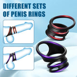 Penis Rings Male Sex Toy - Silicone Cock Rings with 2 Different Style Set for Erectile Enhancement - AVYXO