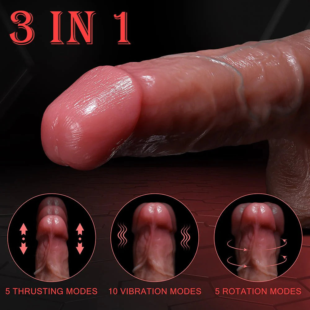 Realistic Thrusting Dildo Vibrator Sex Toy - App and Remote Control Dildos with 5 Thrusting 10 Vibrating Modes Strong Suction Cup - AVYXO