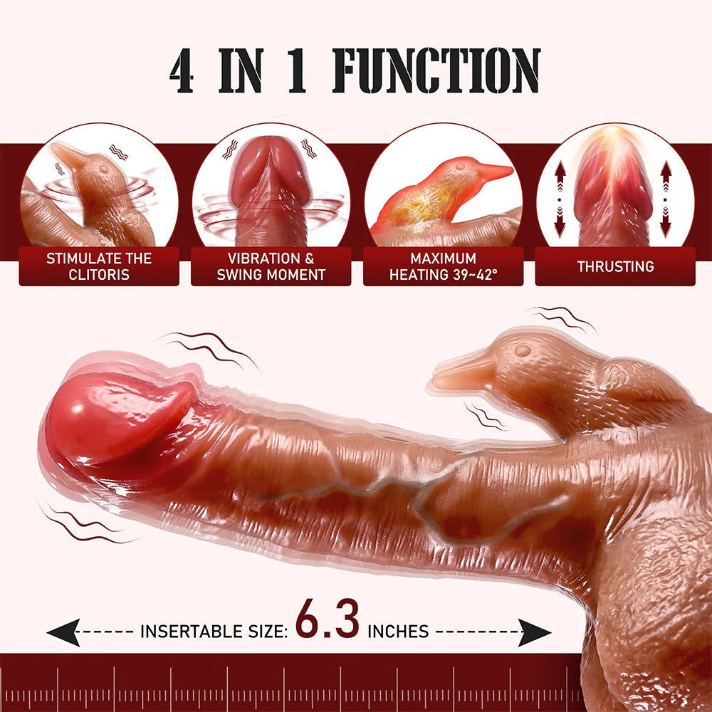 PreviousNext Thrusting Dildo Vibrator Adult Toys - 4 in 1 Realistic Dildos Anal Toys with 3 Thrusting & 7 Vibrating Modes - AVYXO