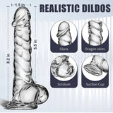 8.2 Inch Clear Dildo Sex Toys - Soft Realistic Dildos with Suction Cup Monster Dildo - AVYXO