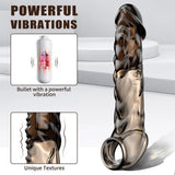 Ultra-Soft Reusable Vibrating Penis Sleeve with Cock Ring - 3.6 Inch Black Clear Penis Extender for Men and Couples - AVYXO