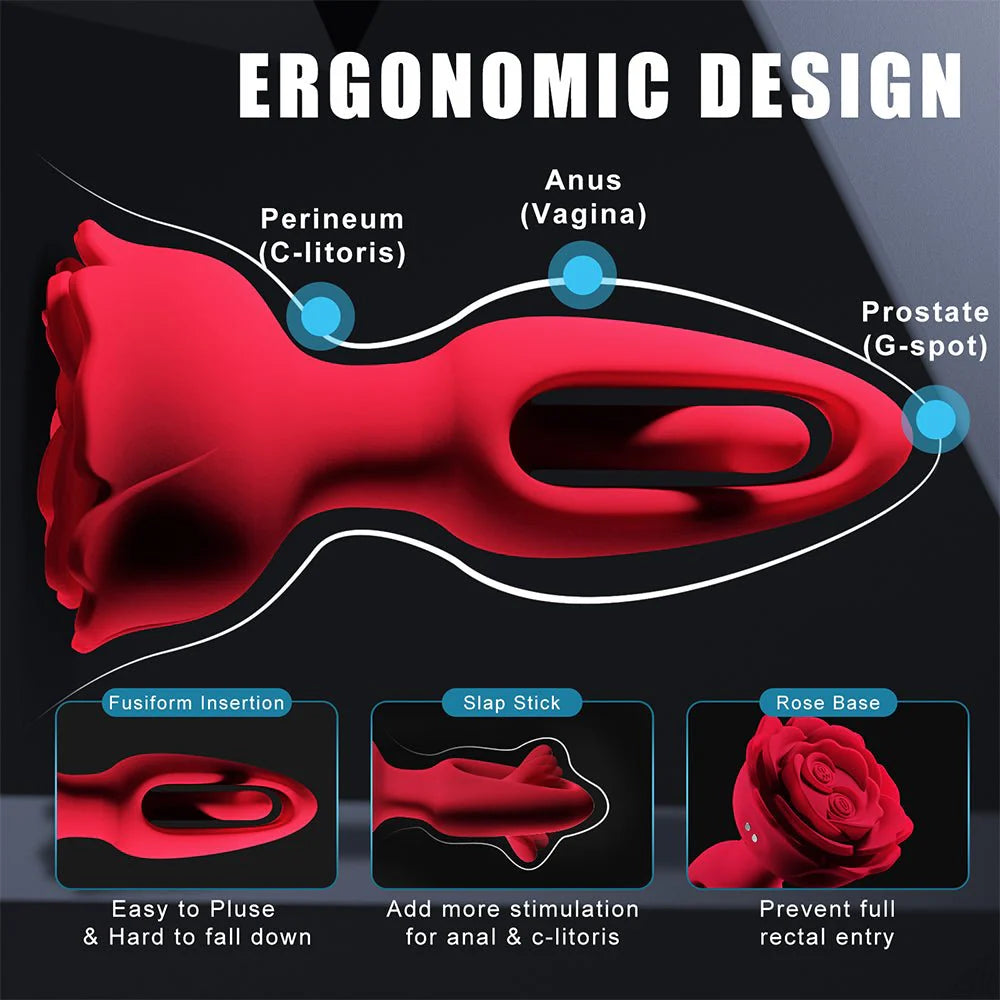 Vibrating Anal Plug Sex Toys - Rose Butt Plug Anal Toys with 9 Vibration & Flapping Modes Remote Control - AVYXO